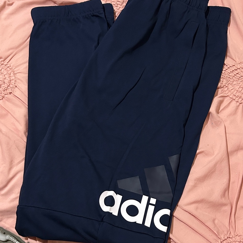 NWT Men Adidas Navy Joggers with Logo